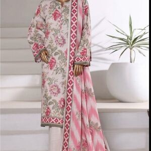 Floral Pink and Gray Pakistani dress